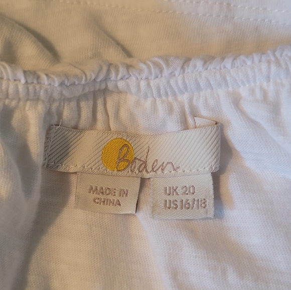 Boden Off-The-Shoulder White Woven Mix Cotton Top - Size 16/18 - Picture 2 of 5